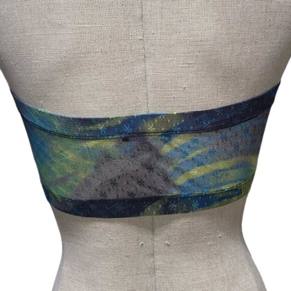 See You Monday Swimwear M Top Women Tie-Dye Net Strapless Blue Green - Picture 3 of 5